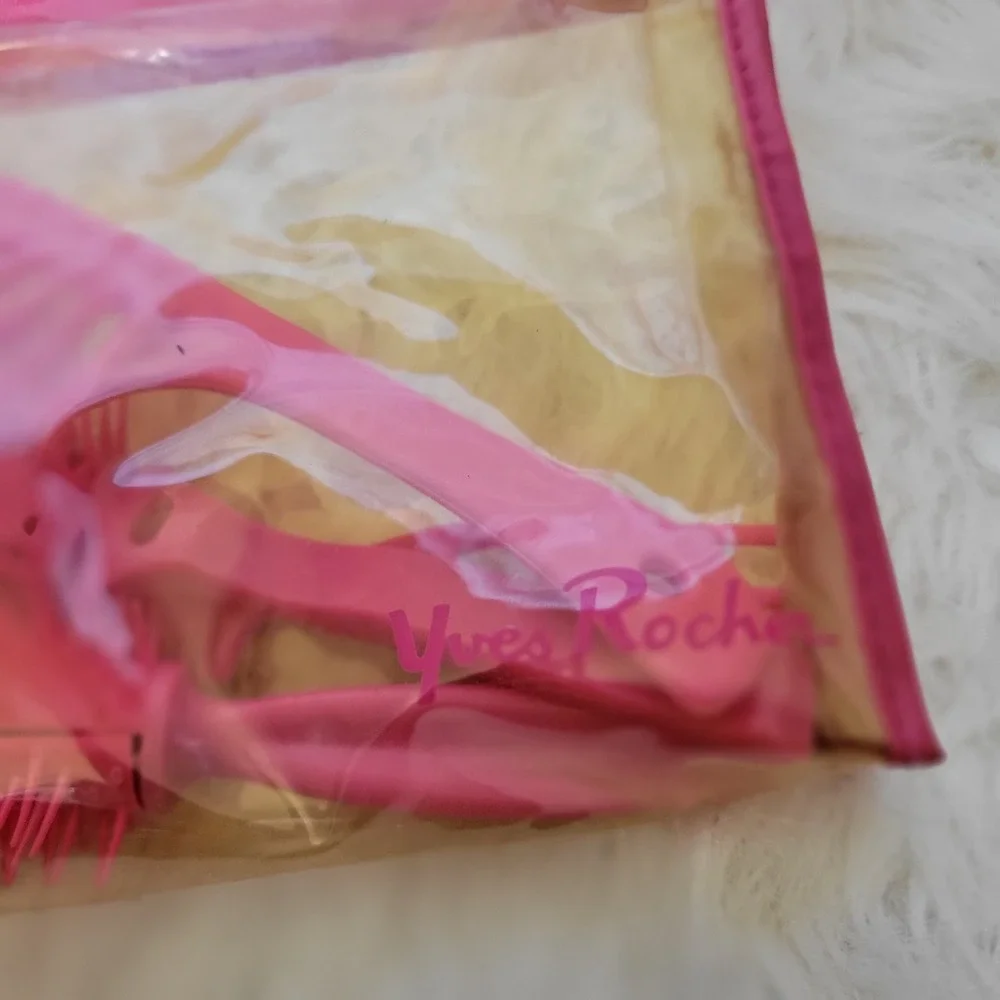 Yves Rochee Vintage 1970s Hair‎ Styling Pick Comb Wet Brush Rake Bath Set Bag